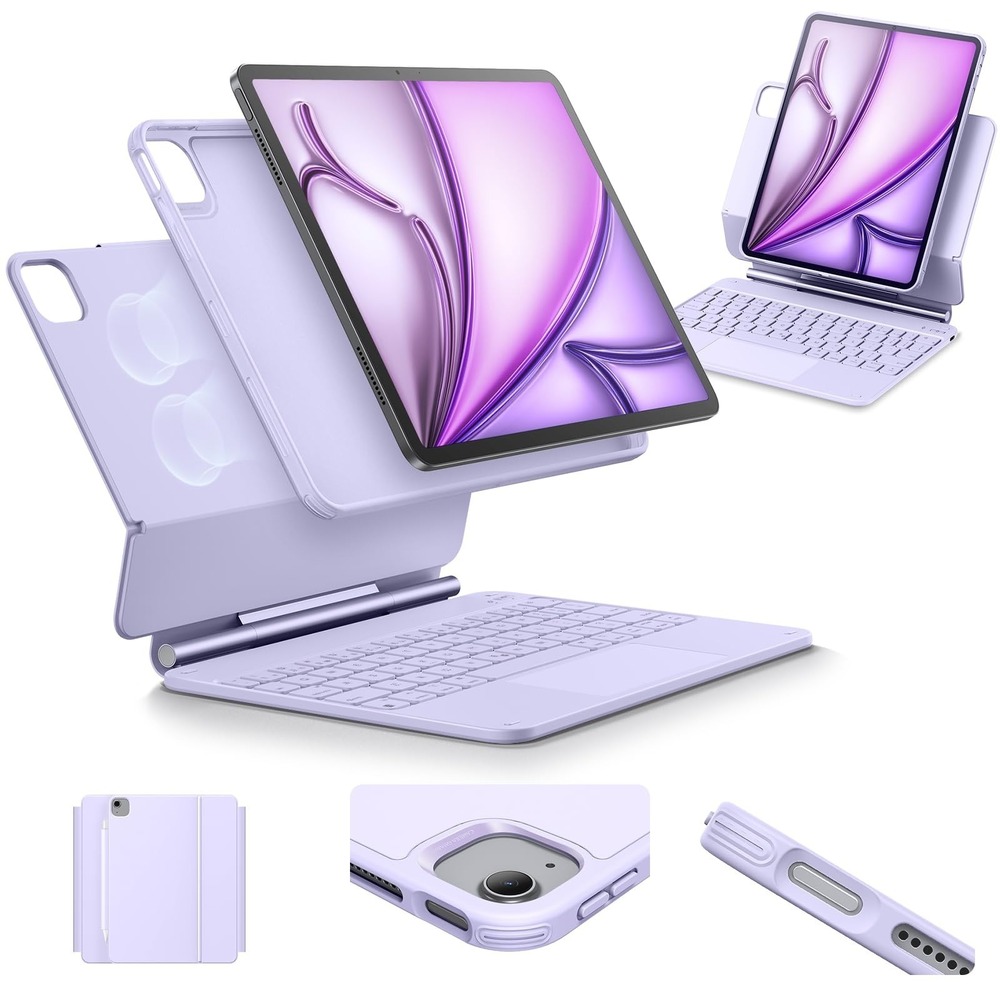 ESR iPad Air 11 Pro Keyboard Case Purple Magnetic Stand Detachable M4 M3 M2
